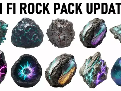 13 scifi Rock Pack Vol 6  Low-poly 3D model