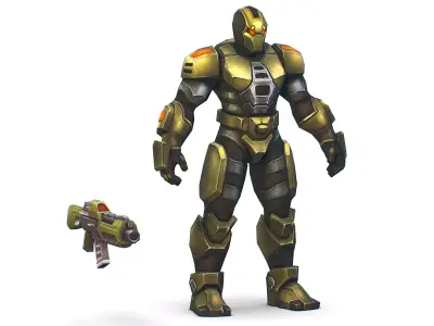 Sci-Fi Man Cyborg - Male Drone Trooper Soldier Low-poly 3D model