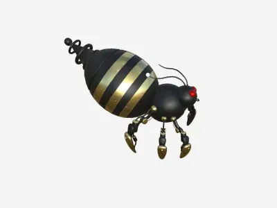 Cute Robot E05 Black Gold - SciFi Character Design Low-poly 3D model