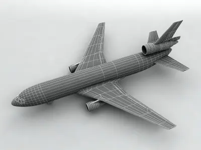 Douglas DC-10 Airliner - Generic White Low-poly 3D model