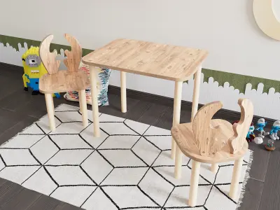 ANIMAL MOTIF CHILD TABLE AND CHAIR SET Free 3D model