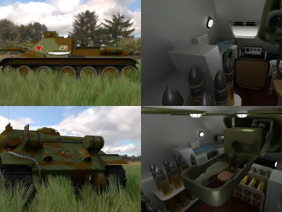 SU 100 with Interior Camo HDRI 3D model