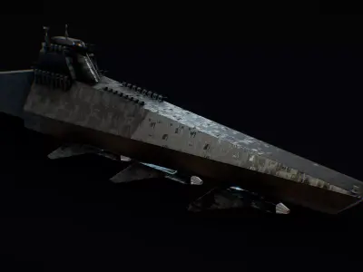 Sci-fi Military Aircraft Carrier Low-poly 3D model