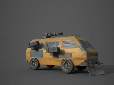 Post Apocalyptic Monster VW Bus  Low-poly 3D model
