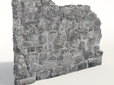 Old castle wall part G Low-poly 3D model