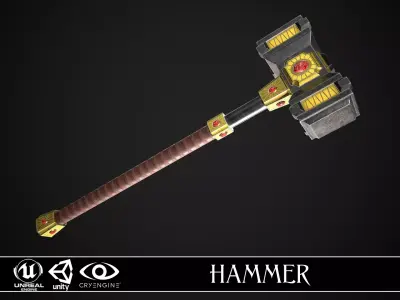Fantasy Great Hammer 03 Low-poly 3D model