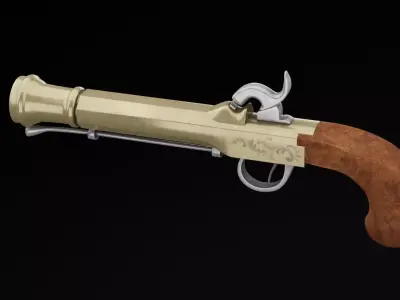 Pirate Hand Gun Low-poly 3D model