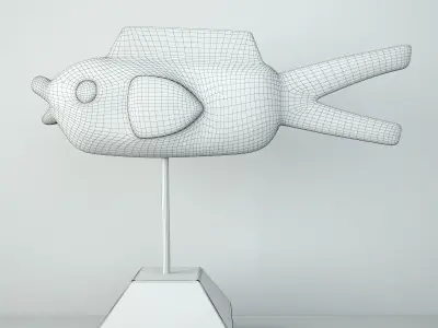 Mali Wood Bozo Fish Puppet 2 3D model