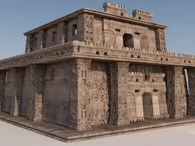 Modular preColumbian temple building with PBR textures 3D model