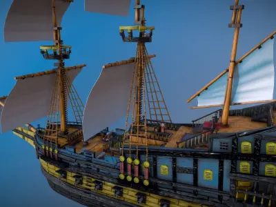 Pirate Ship Destroyer Low-poly 3D model