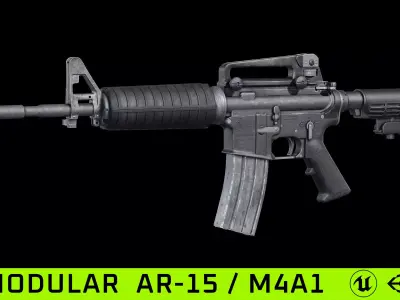 m4a1 ar15 modular  Low-poly 3D model