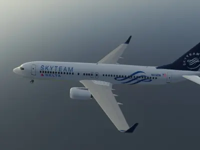 Delta airlines skyteam boeing 737-800 Low-poly 3D model