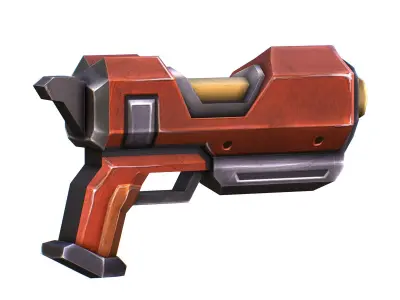 Cartoon Gun Blaster Barrel Nagan Nuff Pistol Revolver Cannon Low-poly 3D model