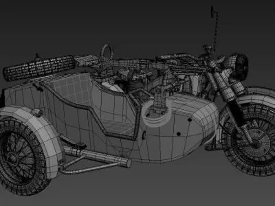ww2 R75 Motorcycle HighPoly Model with mg42 3D model