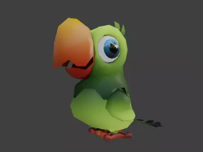 Low-Poly Cartoon Parrot Not Rigged Low-poly 3D model