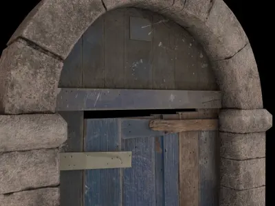 Old Wooden Door Low-poly 3D model