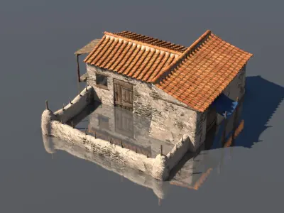 Peasan Greek House Low-poly 3D model