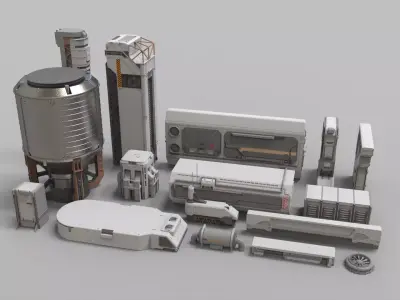 sci-fi Architecture kitbash 10 3D model