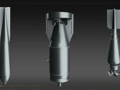 World War Bombs KITBASH bundle -30 Unique Rockets and Bombs Low-poly 3D model