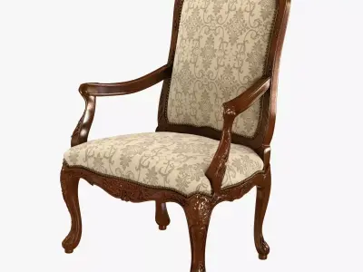 18th Century Louis XV Walnut Armchair 3D model