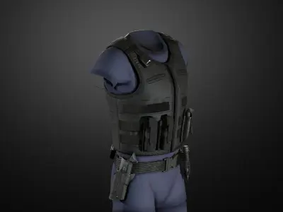Police duty equipment Low-poly 3D model