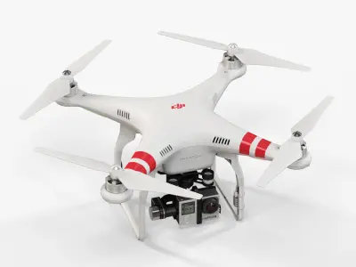 DJI Phantom 2 Quadcopter with GoPro HERO4 Low-poly 3D model