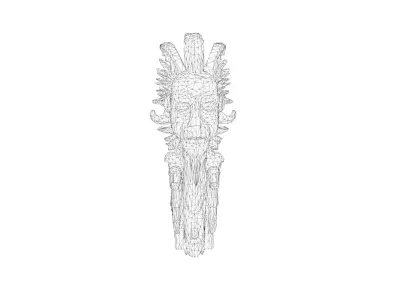 Low Poly Stylized Aztec Totem Mask AI Low-poly 3D model