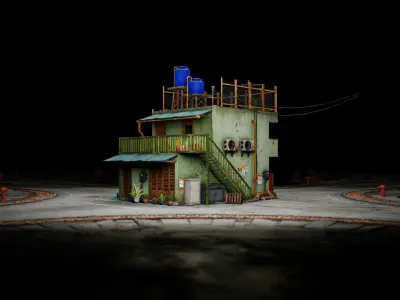 ASIAN URBAN BUILDING HONGKONG 05 Low-poly 3D model