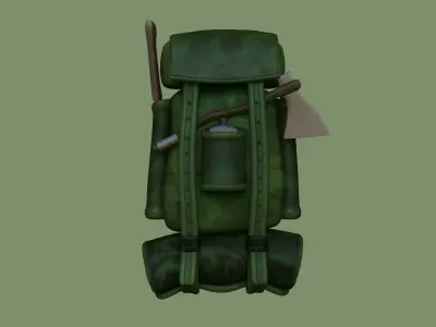 Forest Camouflage Backpack - Character Military Low-poly 3D model