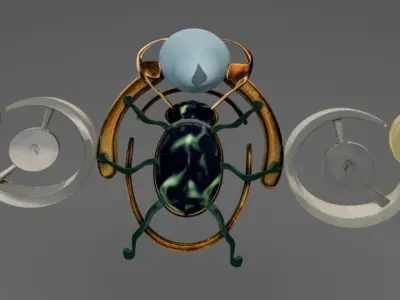 Beetle Geometric Statement Necklace Low-poly 3D model