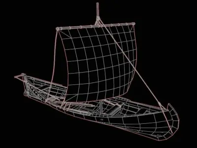 Wooden Boat Low-poly 3D model