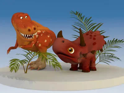 Cartoon T-Rex Dinosaur Low-poly 3D model