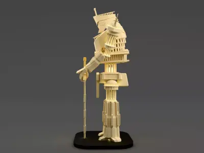 Underworld Realm Titan  3D Printable Fantasy Mech Statue Low-poly 3D model