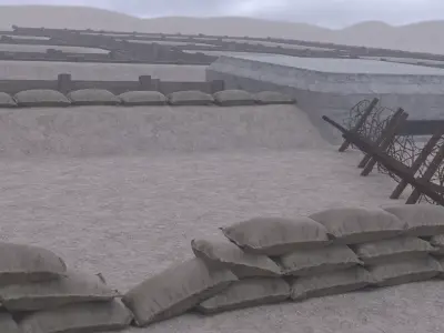 Lowpoly Modular War Trenches Kit Low-poly 3D model