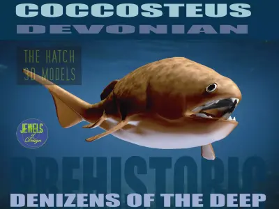 Coccosteus fish Low-poly 3D model