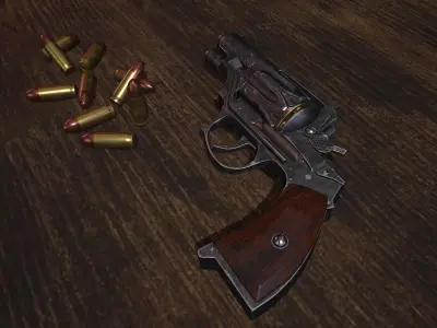 Lowpoly  Revolver Game Ready Gun Low-poly 3D model