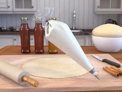 Piping Bag Filled with Frosting 3D model