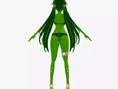 Sylvana - Green Forest Queen Anime Character Low-poly 3D model