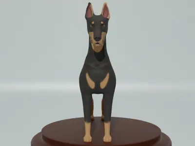 Cartoon Dog  Doberman Low-poly 3D model