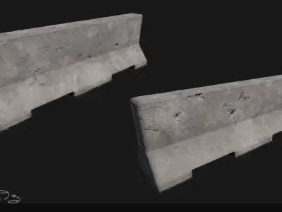 Low Poly PBR Concrete Barrier and Blast Wall Pack Low-poly 3D model