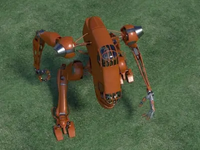 Fully Rigged Recycled Seahorse Mecha 3D model