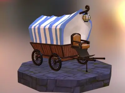 Coach covered wagon Free low-poly 3D model