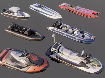 Motorboat speedboat collecttion 3D model