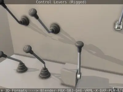 Control Levers - Rigged - Low-poly 3D model