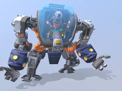 URBAN SCIFI MODIFIED LARGE ROBOT Roar Threat 3D model