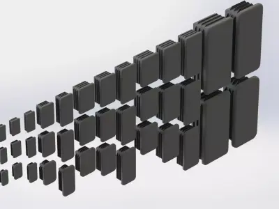 Set of rectangular plugs Low-poly 3D model