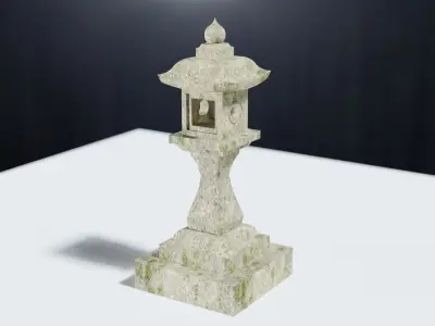 Japanese Stone Lantern Curved - Japan Collection 3D model