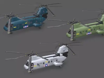 Boeing Vertol CH-46 Sea Knight Low-poly PBR Low-poly 3D model