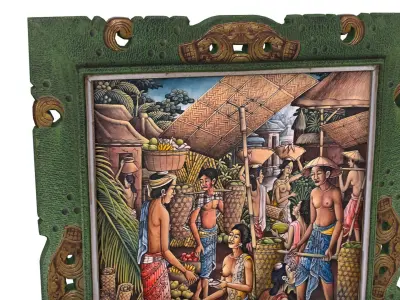 Balinese picture green frame rural landscape Low-poly 3D model