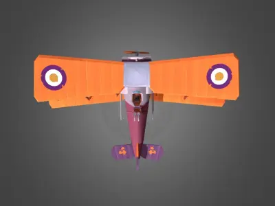 Stylized WWI airplane  Low-poly 3D model